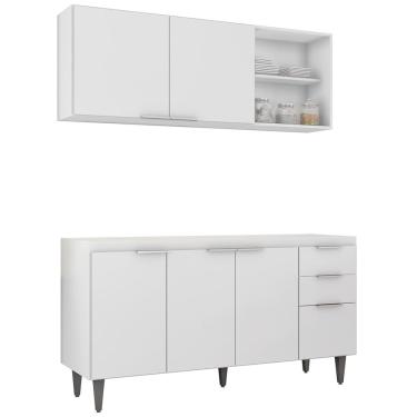 Imagem de Armário de Cozinha CP01 Para Pia 150cm Pérola Z34 Branco - Mpozenato