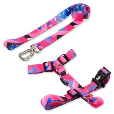 Imagem de Coleira Peitoral Com Guia Para Cachorro Cães Basic Pet, Lawn, M