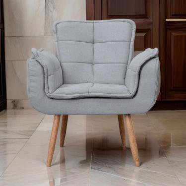 Imagem de Poltrona Opala Para Sala Cadeira Elegante Com Apoio De Braço Em Veludo Sentô Grafite