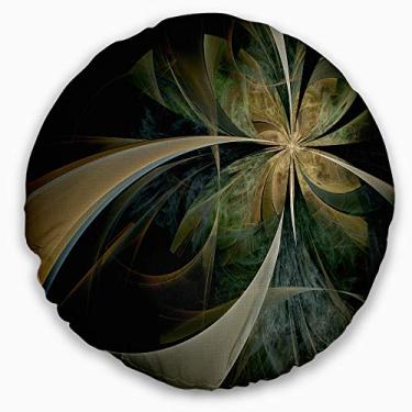 Imagem de Design fractal simétrico marrom e dourado Designart sala de estar, sofá, enchimento de travesseiro + capa de almofada impressa em ambos os lados 50 cm