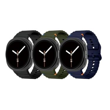 Imagem de Pulseira esportiva para Samsung Galaxy Watch 8 de 40 mm e 44 mm/8 Classic 46 mm para homens e mulheres, pulseira de substituição de silicone macio para Samsung Galaxy Watch 8 Classic de 46 mm/8 de 44