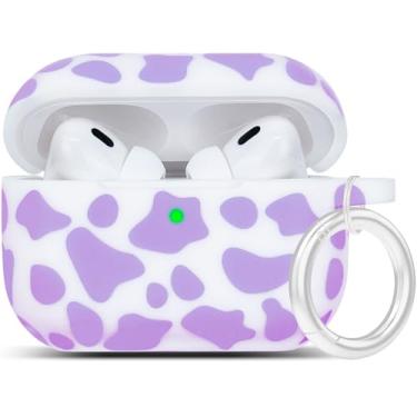 Imagem de Capa de vaca para AirPods Pro 3 (2025), capa YOMPLOW para Apple Airpods Pro, 3ª geração, estampa floral, capa flexível e macia para Air Pod Pro 3ª geração, mulheres, meninas, pele com chaveiro - vaca