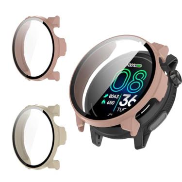 Imagem de YAJOJO (Pacote com 2) Capa protetora para COROS PACE Pro, amortecedor de policarbonato de cobertura total com protetor de tela de vidro temperado, capa à prova de choque resistente a arranhões para