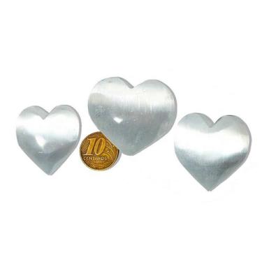 Imagem de Coração de Selenita Natural Polido - 3,5 a 4 cm - Tipo A - 3 Peças - A