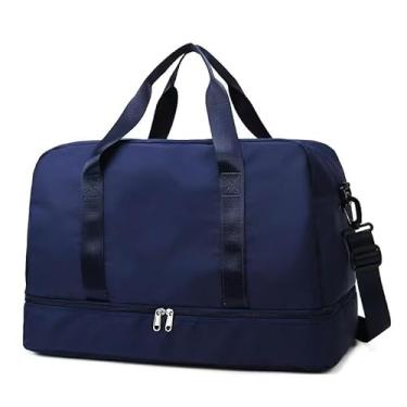 Imagem de Bolsa Mala Para Viagem Academia De Grande Capacidade De Camada Dupla(Azul Escuro)