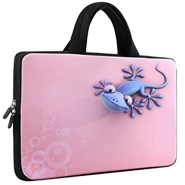 Imagem de iColor Bolsa para laptop de 14 a 15,6 polegadas com alça para Chromebook, capa para notebook, capa de neoprene, capa de viagem macia para transporte, linda lagartixa ICB-20