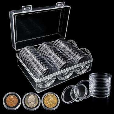 Imagem de Zilphoba 50 cápsulas de moeda de plástico transparente de 41 mm com estojo de porta-moedas, porta-moedas herméticas, recipientes de armazenamento de moedas, suportes de plástico para moedas