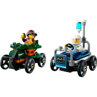 Imagem de Bloco de Montar - City – Carro de avião vs cama de hospital - 70 peças - LEGO