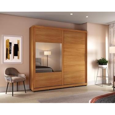 Imagem de Guarda Roupas 2 Portas de Correr Avignon Nature c/Espelho Mdf Casamia