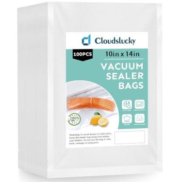 Imagem de Cloudslucky Sacos seladores a vácuo para alimentos 25,4 cm x 35,5 cm 100 peças selam um saco de refeição, sacos econômicos de alimentos, sacos sous vide pré-cortados, espessos, sem BPA, texturizados
