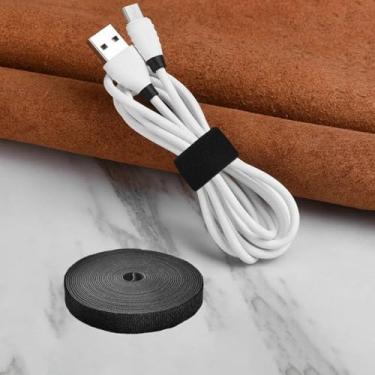 Imagem de Tiras de nylon de 5/8 polegadas, tiras de gancho e laço de dupla face, tiras autoaderentes de 16,5 m, rolo de gerenciamento de cabos para agrupar fixação, armazenamento e organização
