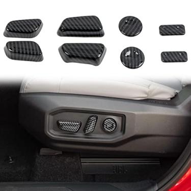 Imagem de Capa decorativa para Toyota Tacoma 2024 acessórios interiores para carro (fibra de carbono preta) (capa de botão de ajuste de assento)