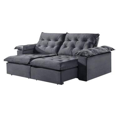 Imagem de Sofá 3 Lugares Retrátil E Reclinável Martins M-147 Veludo Grafite