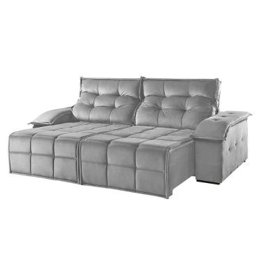 Imagem de Sofá 4 Lugares Retrátil E Reclinável Martins M-122 Veludo Cinza