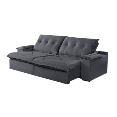 Imagem de Sofá 3 Lugares Retrátil E Reclinável Martins M-163 Veludo Grafite