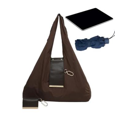 Imagem de Bolsas femininas | Bolsas dobráveis modernas com chaveiro - de compras dobrável com chaveiro - para estudantes e professores, Café escuro, Refer to description