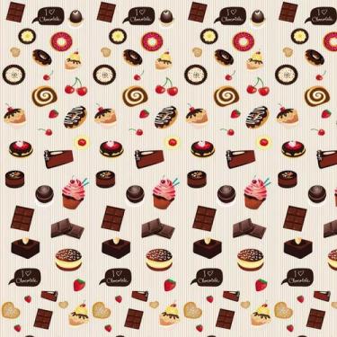 Imagem de Papel De Parede Bolos Cupcake Chocolate Autocolante Lavável - LRP