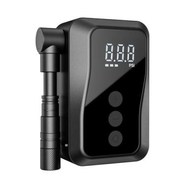 Imagem de Mini bomba de pneu de bicicleta, bomba de bicicleta de inflação rápida 25s com calibre, bomba de ar elétrica portátil de 150PSI com válvula Presta e Schrader para bicicleta de estrada, cidade