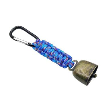 Imagem de KiBcsLic Chaveiro com sino sonoro para espantar ursos, pingente anti-perda para mochila, sino para animais de estimação, ideal para trilhas, caminhadas e, Azul