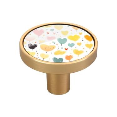 Imagem de Blueangle Pacote com 4 puxadores coloridos de armário de coração de 3,5 cm puxadores redondos de gaveta para cômoda e armários de cozinha (457)