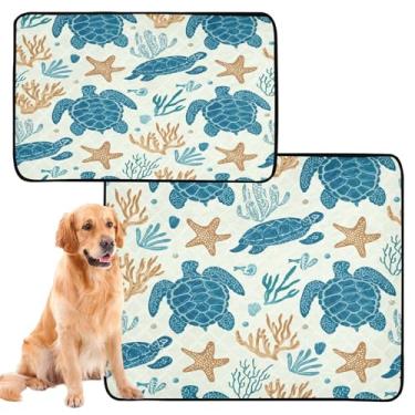 Imagem de CEBUGI Almofadas de xixi laváveis para cães, pacote com 2, almofadas impermeáveis para filhotes de cachorro, antiderrapante, à prova de vazamento, para cama de cercadinho, tartarugas marinhas