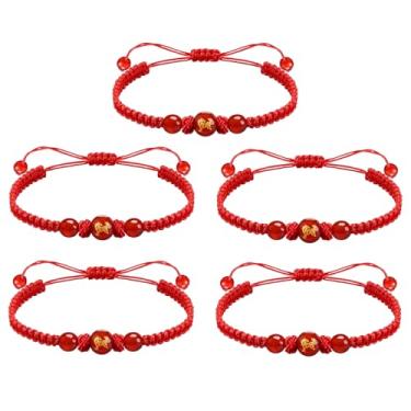 Imagem de LANWLOSI Pulseiras femininas de cavalo de ano novo 2026 ajustáveis para cavalos do zodíaco chinês, ano chinês de 2026, suporte de corda trançada vermelha com boa sorte, permite presentes de joias para