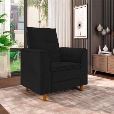 Imagem de Poltrona Para Sala Confortável Decorativa Londres Suede Preto