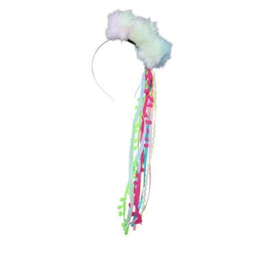 Imagem de Tiara Feminina Carnaval Pompom Festa Fantasia - Lika Bijuterias, Branc