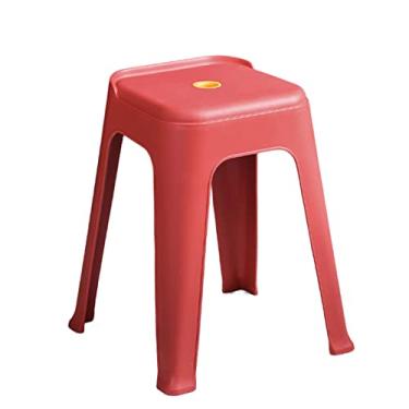 Imagem de Conjunto de bancos empilháveis, pacote com 4 banquetas quadradas para guidão e apoio para os pés - Cadeiras de jantar empilháveis portáteis de plástico para sala de estar em casa interna/externa