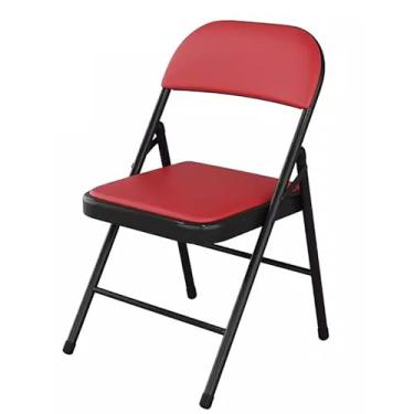Imagem de Cadeira dobrável portátil para atividades ao ar livre, interior, jantar, festa - Cadeira acolchoada dobrável vermelha com assento confortável