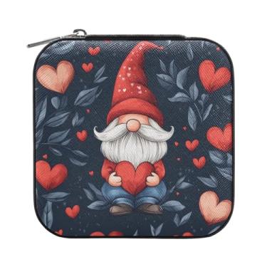 Imagem de Burbuja Caixa de joias de gnomos dos namorados mini estojo de joias de viagem para mulheres e meninas, organizador de joias para brincos, anéis, colares e pulseiras