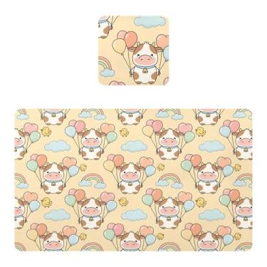 Imagem de Burbuja Jogo americano conjunto de 2, tapetes de mesa de cozinha fofos de PVC, antiderrapante, resistente ao calor, à prova d'água, para mesa de jantar, lavável, 30,5 x 45,7 cm