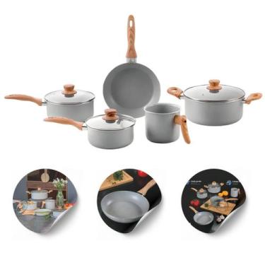 Imagem de Conjunto De 5 Panelas Gris Brinox Ceramic Life Easy Cinza