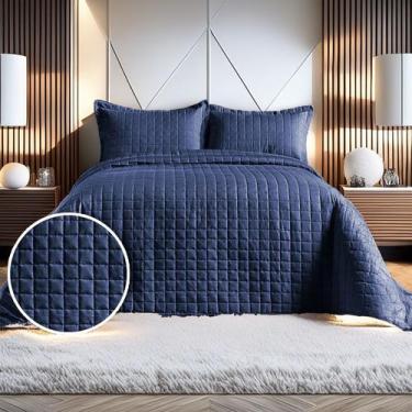 Imagem de Kit Cobre Leito Dupla Face Micro Percal 400 Fios Casal Com Porta Trave