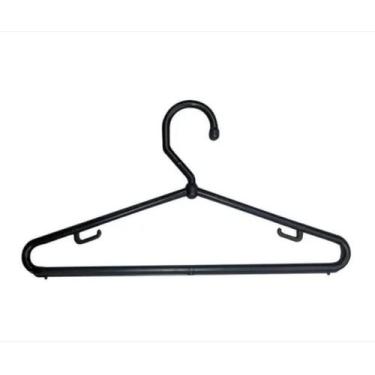 Imagem de Kit Cabide Plástico Fixo Grosso Bola Preto 40cm - MMF