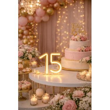 Imagem de Números 15 Led Neon com Iluminação Branco Quente ou Frio - - COMERCIAL