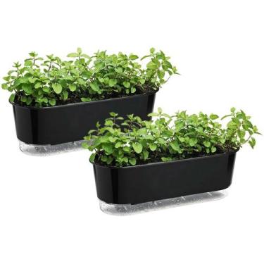 Imagem de 2 Vaso Jardineira 40cm Autoirrigável Floreira Plantas Raiz Preto