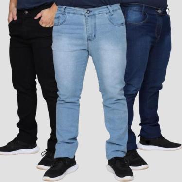 Imagem de Kit 3 Calça Masculina Slim Jeans Plus Size 48 ao 56 - GIP ECOMMERCE, C