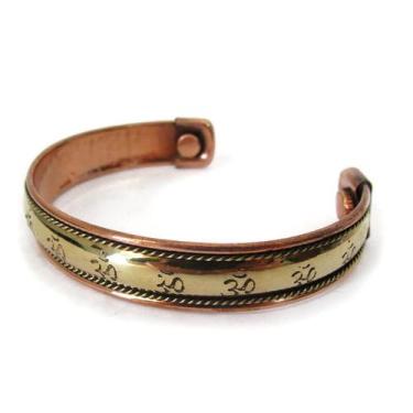 Imagem de Pulseira de Cobre e Bronze Magnética Ajustável Unissex - Indianos