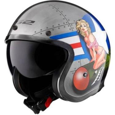 Imagem de Capacete LS2 Aberto OF599 Bomb Rider Brushed, 62, Cinza