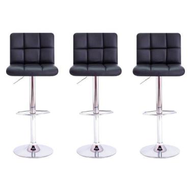 Imagem de Kit 3 Banquetas Alta Para Bar Bistro Cozinha Americana Gomos Giratoria