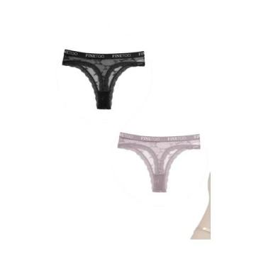 Imagem de Conjunto De 3 Peças De Tanga De Renda Feminina, Lingerie Floral Sexy C