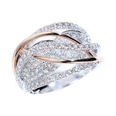 Imagem de Anéis De Luxo Para Casamento E Festa Em Duas Cores Prata/Ouro Rosé Par