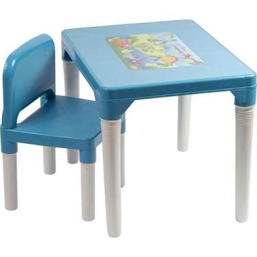 Imagem de Mesinha E Cadeira Dinossauro Azul Para Crianças - Styll Baby