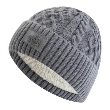 Imagem de Gorro de Inverno Emaús Acessórios Malha com Forro em Pelúcia Tamanho Único Cinza Unissex