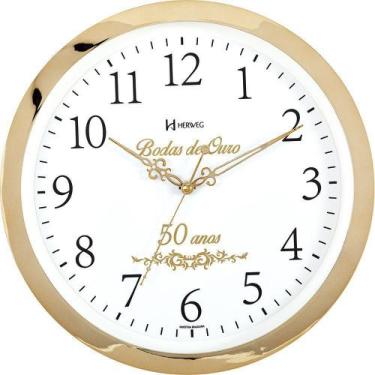 Imagem de Relógio Parede Bodas De Ouro 50 Anos Herweg Dourado 6815-29