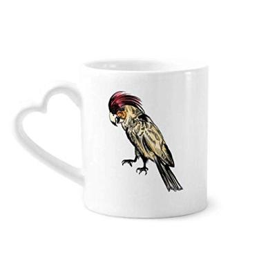 Imagem de Caneca de pássaro de papagaio de pena amarela caneca de café cerâmica copo de coração de vidro