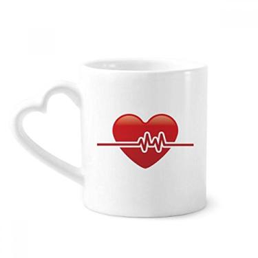 Imagem de Caneca com design de padrão de eletrocardiograma de coração caneca de café cerâmica copo de coração de vidro