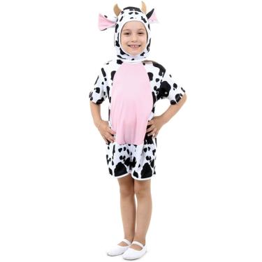 Imagem de Fantasia de Vaca Infantil Curta Com Gorro e Orelhas