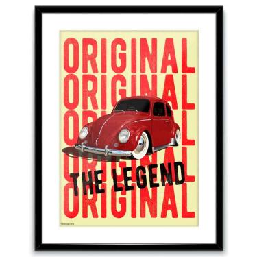 Imagem de Quadro Poster Vidro E Madeira Volkswagen Fusca Amarelo